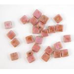 6mm Small Flat Square Beads - [P65491] Opaque Rose/Gold Topaz
