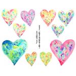 Joggles Collage Sheets - Watercolor Hearts I Large [JG401085]