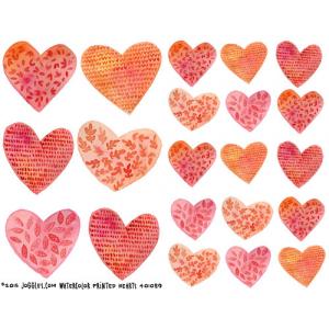 Joggles Collage Sheets - Watercolor Printed Hearts [JG401089]