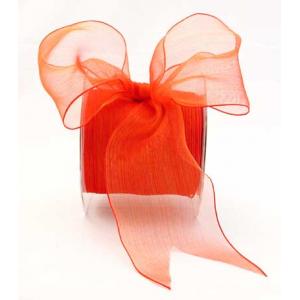 2.5" Iridescent Pinstripe Wired Ribbon - [BJ20] Red-Orange