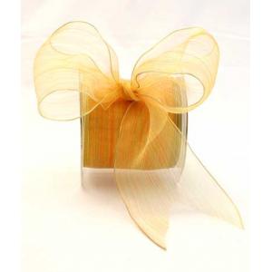 2.5" Iridescent Pinstripe Wired Ribbon - [BJ27] Yellow
