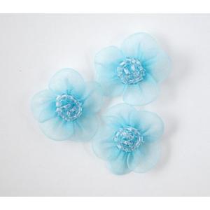Beaded Voile Daisies - [002] Aqua