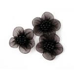 Beaded Voile Daisies - [014] Noir