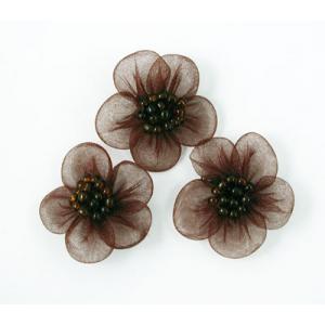 Beaded Voile Daisies - [056] Chocolate