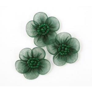 Beaded Voile Daisies - [067] Empire Green