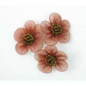 Beaded Voile Daisies - [070] Chestnut