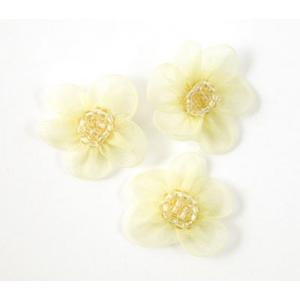 Beaded Voile Daisies - [079] Pale Yellow