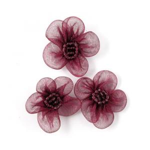 Beaded Voile Daisies - [098] Wine