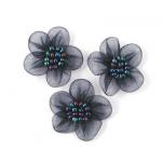 Beaded Voile Daisies - [120] Deep Blue