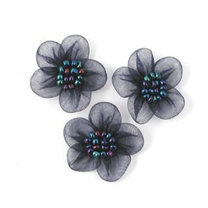 Beaded Voile Daisies - [120] Deep Blue