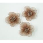 Beaded Voile Daisies - [148] Coffee