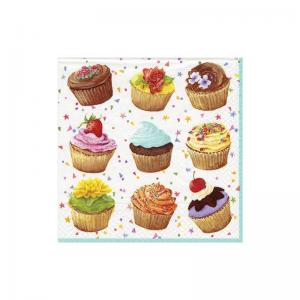 Caspari Collage Napkins - Cupcakes [9960C]