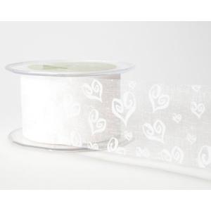 Organza Hearts Ribbon (2 Yards) - [CH01] White with White Hearts