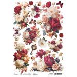 Ciao Bella A4 Rice Paper - Floral Scarlett [CBRP572]