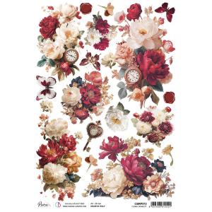 Ciao Bella A4 Rice Paper - Floral Scarlett [CBRP572]