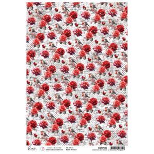 Ciao Bella A4 Rice Paper - Passionate Red Roses [CBRP495]