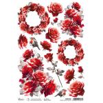 Ciao Bella A4 Rice Paper - Scarlet Bloom Elegance [CBRP498]