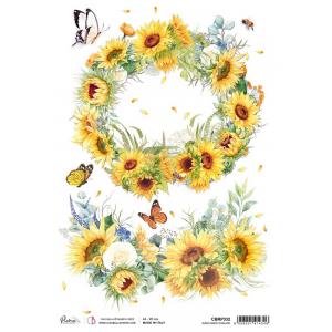 Ciao Bella A4 Rice Paper - Sunflower Garland [CBRP332]
