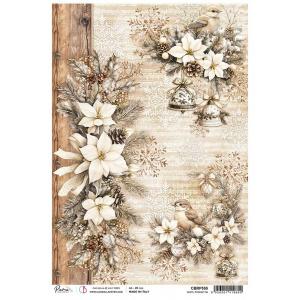 Ciao Bella A4 Rice Paper - White Poinsettia [CBRP555]