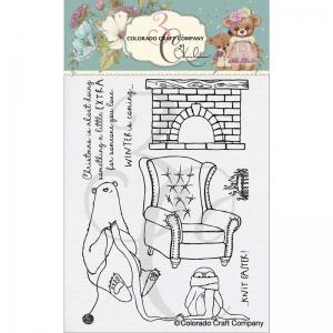 Colorado Craft Company Clear Stamp Set - Knitting Bear [KL724]