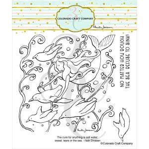 Colorado Craft Company Clear Stamp Set - Mermaid & Penguins [AJ758]