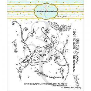 Colorado Craft Company Clear Stamp Set - Mermaid & Seahorses [AJ756]