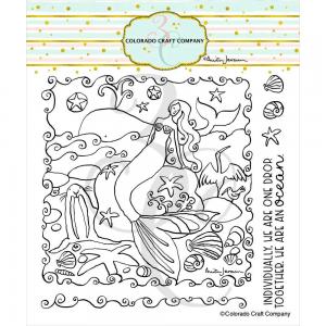 Colorado Craft Company Clear Stamp Set - Mermaid & Whale [AJ760]