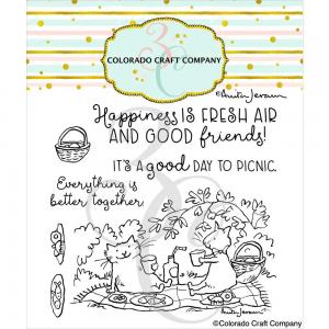 Colorado Craft Company Clear Stamp Set - Picnic Cats [AJ804]