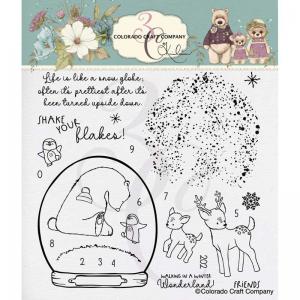 Colorado Craft Company Clear Stamp Set - Snow Globe Bear [KL720]