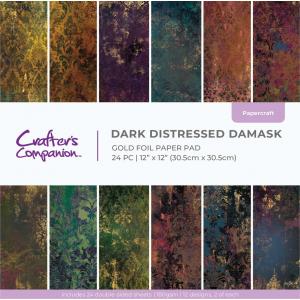 Crafter's Companion 12" x 12" Gold Foil Paper Pad - Dark Distressed Damask [CC-PAD12-DDDA]