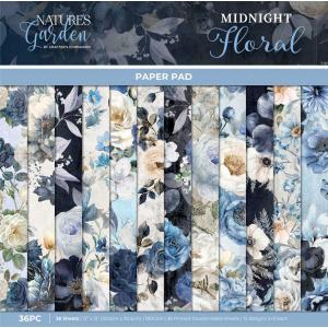 Crafter's Companion 12" x 12" Paper Pad - Nature's Garden Midnight Floral [NG-MF-PAD12]