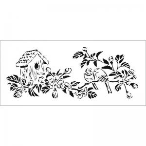 The Crafter's Workshop 4" x 9" Slimline Stencil - Birdhouse Couple [TCW2325]