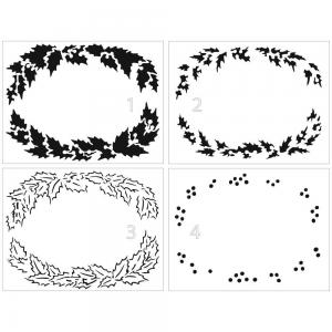 The Crafter's Workshop A2 Card 4 Part Layered Stencil - Holly Wreath [TCW6044]