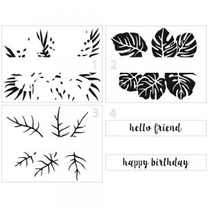 The Crafter's Workshop A2 Card 4 Part Layered Stencil - Monstera Banner [TCW6042]