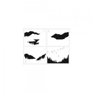 The Crafter's Workshop A2 Card 4 Part Layered Stencil - Mountain Scene [TCW6026]