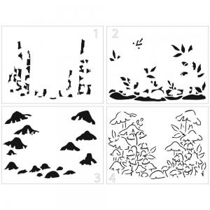 The Crafter's Workshop A2 Card 4 Part Layered Stencil - Mushroom Forest [TCW6060]