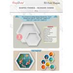 CrafTreat 3D Fold Shapes - Frames - Hexagon Combo White [CFS012]
