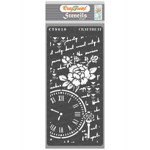 CrafTreat 4" x 8" Stencil - Clock Rose [CTS610]