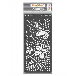 CrafTreat 4" x 8" Stencil - Flower & Hummingbird [CTS588]