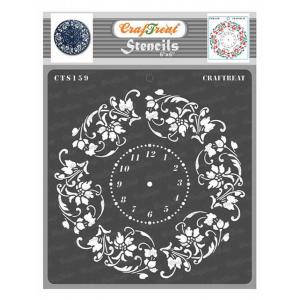 CrafTreat 6" x 6" Stencil - Floral Clock [CTS159]