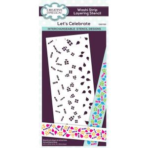 Creative Expressions 4" x 8" Washi Strip Layering Stencil - Let's Celebrate [CEST110]