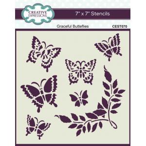 Creative Expressions 7" x 7" Stencil - Graceful Butterflies [CEST070]