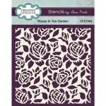 Creative Expressions / Sam Poole 6" x 6" Stencil - Roses In Tea Garden [CEST064]