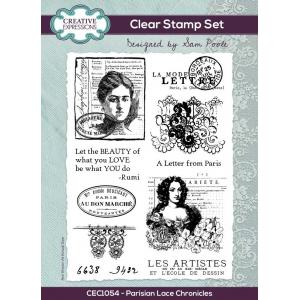 Creative Expressions / Sam Poole Clear Stamp Set - Parisian Lace Chronicles [CEC1054]