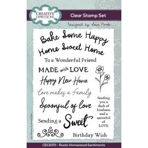 Creative Expressions / Sam Poole Clear Stamp Set - Rustic Homestead Sentiments [CEC1070]