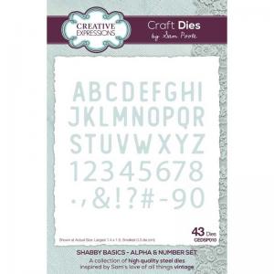 Creative Expressions / Sam Poole Craft Dies - Shabby Basics - Alpha & Number Set [CEDSP010]