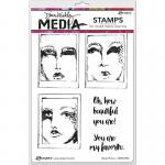 Dina Wakley Media Unmounted Rubber Stamp - Boxed Faces