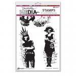 Dina Wakley Media Unmounted Rubber Stamp - Collaged Girls [MDR74519]