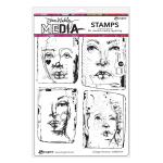 Dina Wakley Media Unmounted Rubber Stamp - Collaged Portraits [MDR87779]