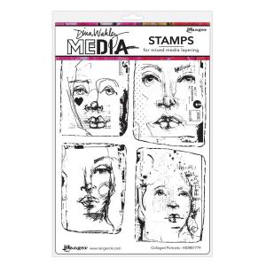 Dina Wakley Media Unmounted Rubber Stamp - Collaged Portraits [MDR87779]